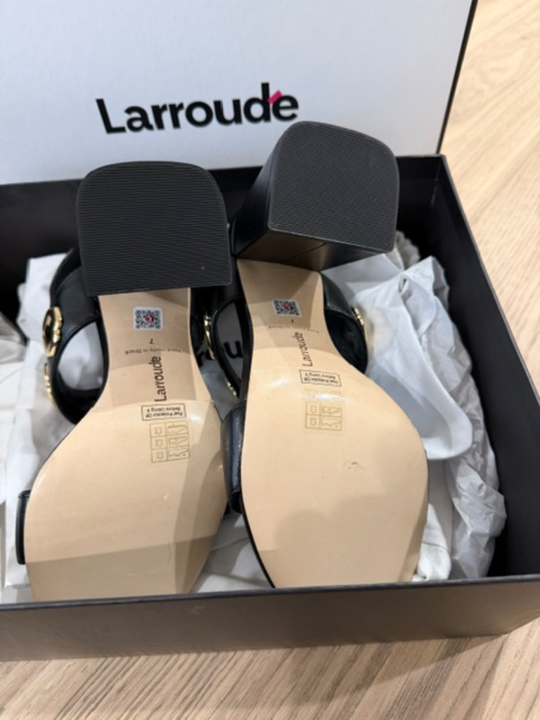 Larroude Milan Hi Sandal In Black Leather Size 7 New — image 6 of 8